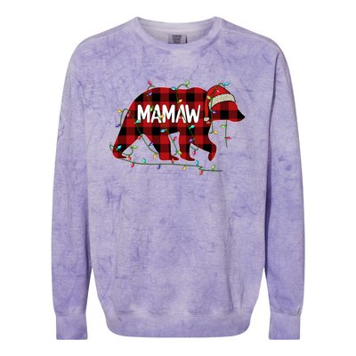 Merry Christmas Mamaw Bear Santa Light Family Xmas Pajama Cute Gift Colorblast Crewneck Sweatshirt