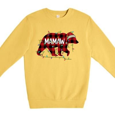 Merry Christmas Mamaw Bear Santa Light Family Xmas Pajama Cute Gift Premium Crewneck Sweatshirt