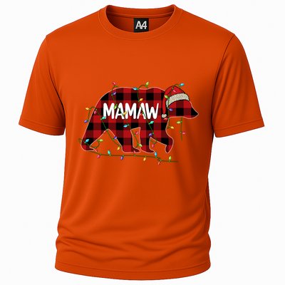 Merry Christmas Mamaw Bear Santa Light Family Xmas Pajama Cute Gift Cooling Performance Crew T-Shirt