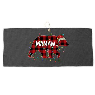 Merry Christmas Mamaw Bear Santa Light Family Xmas Pajama Cute Gift Large Microfiber Waffle Golf Towel