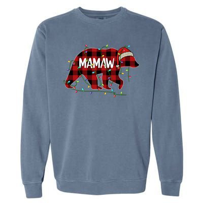 Merry Christmas Mamaw Bear Santa Light Family Xmas Pajama Cute Gift Garment-Dyed Sweatshirt