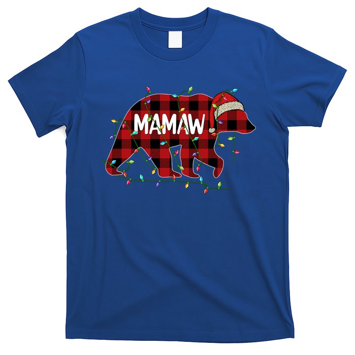 Merry Christmas Mamaw Bear Santa Light Family Xmas Pajama Cute Gift T-Shirt