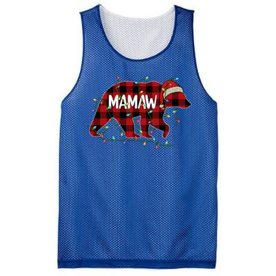 Merry Christmas Mamaw Bear Santa Light Family Xmas Pajama Cute Gift Mesh Reversible Basketball Jersey Tank