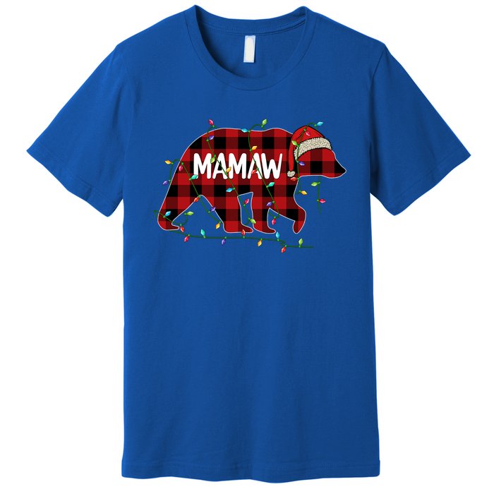 Merry Christmas Mamaw Bear Santa Light Family Xmas Pajama Cute Gift Premium T-Shirt