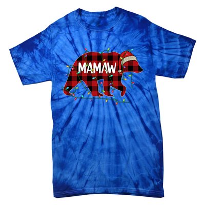 Merry Christmas Mamaw Bear Santa Light Family Xmas Pajama Cute Gift Tie-Dye T-Shirt