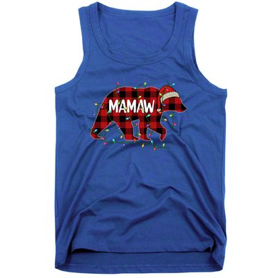 Merry Christmas Mamaw Bear Santa Light Family Xmas Pajama Cute Gift Tank Top