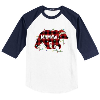 Merry Christmas Mamaw Bear Santa Light Family Xmas Pajama Cute Gift Baseball Sleeve Shirt