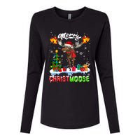 Merry Christmoose Merry Christmas Xmas Lights Santa Moose Long Sleeve Womens Cotton Relaxed Long Sleeve T-Shirt