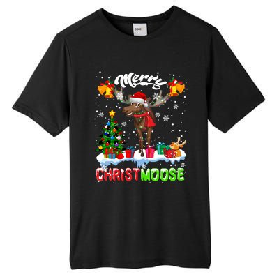 Merry Christmoose Merry Christmas Xmas Lights Santa Moose Long Sleeve Tall Fusion ChromaSoft Performance T-Shirt