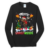 Merry Christmoose Merry Christmas Xmas Lights Santa Moose Long Sleeve Tall Long Sleeve T-Shirt