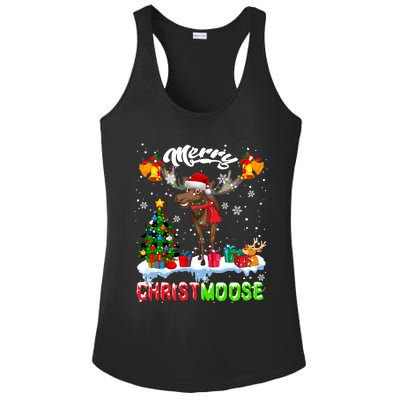 Merry Christmoose Merry Christmas Xmas Lights Santa Moose Long Sleeve Ladies PosiCharge Competitor Racerback Tank