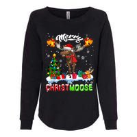 Merry Christmoose Merry Christmas Xmas Lights Santa Moose Long Sleeve Womens California Wash Sweatshirt