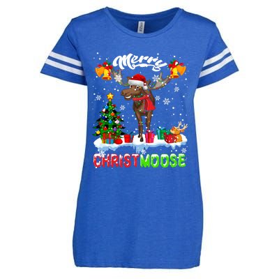 Merry Christmoose Merry Christmas Xmas Lights Santa Moose Long Sleeve Enza Ladies Jersey Football T-Shirt