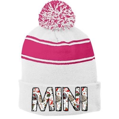 Mini Christmas Stripe Pom Pom Beanie