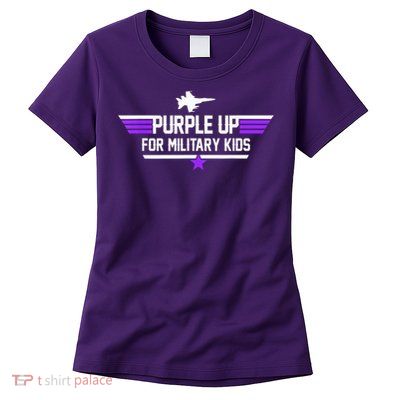 Military Child Month Purple Up For Military Purple Usa Flag Women's T-Shirt