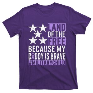 Military Child Month Purple Up Land Of The Free Daddy Brave T-Shirt