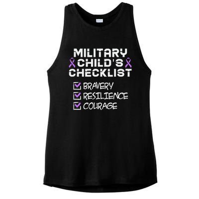 Military Child Month Purple Childs Checklist Ladies PosiCharge Tri-Blend Wicking Tank