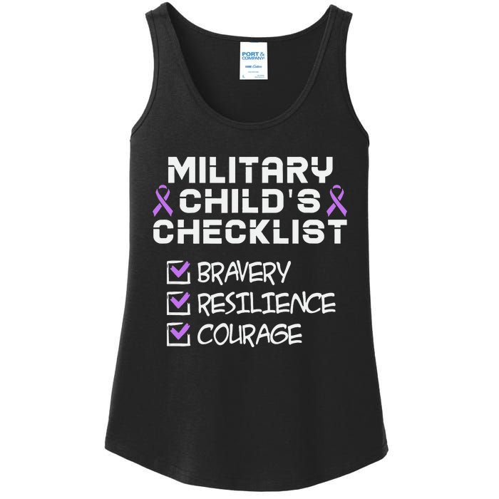 Military Child Month Purple Childs Checklist Ladies Essential Tank