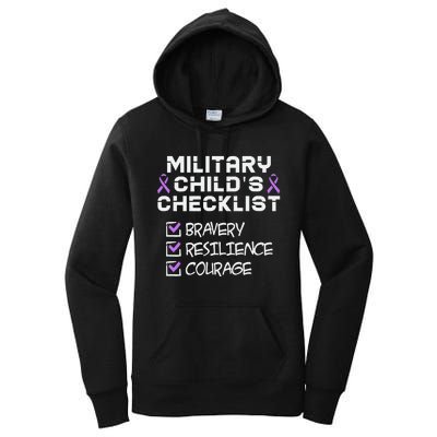 Military Child Month Purple Childs Checklist Women's Pullover Hoodie