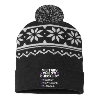 Military Child Month Purple Childs Checklist USA-Made Snowflake Beanie