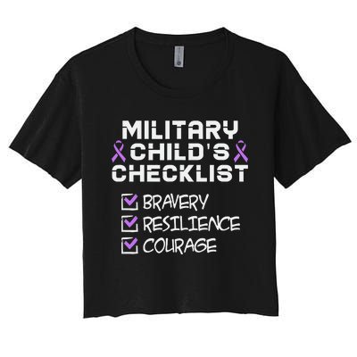 Military Child Month Purple Childs Checklist Women's Crop Top Tee