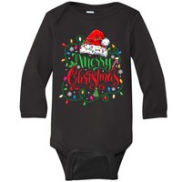 Merry Christmas Matching Family Santa Hat Lights Xmas Baby Long Sleeve Bodysuit