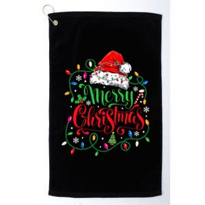 Merry Christmas Matching Family Santa Hat Lights Xmas Platinum Collection Golf Towel