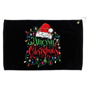 Merry Christmas Matching Family Santa Hat Lights Xmas Grommeted Golf Towel