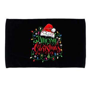 Merry Christmas Matching Family Santa Hat Lights Xmas Microfiber Hand Towel