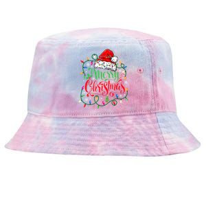 Merry Christmas Matching Family Santa Hat Lights Xmas Tie-Dyed Bucket Hat