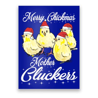 Merry Chickmas Mother Cluckers Chicks Santa Hats Tee Gift Poster