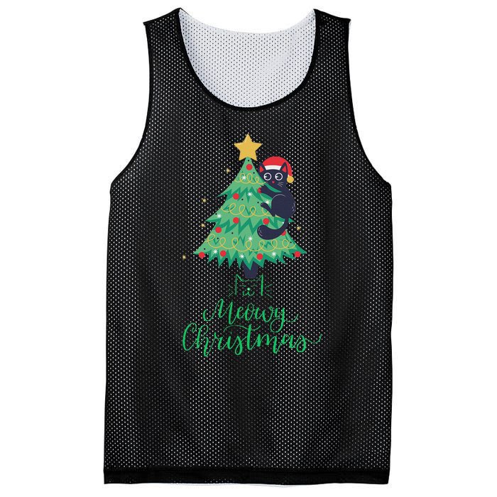 Meowy Christmas Mesh Reversible Basketball Jersey Tank