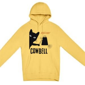 More Cowbell Meow Cowbell Cute Funny Cat Premium Pullover Hoodie