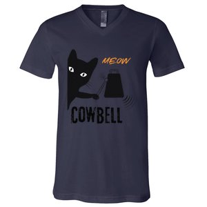 More Cowbell Meow Cowbell Cute Funny Cat V-Neck T-Shirt