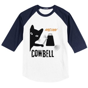 More Cowbell Meow Cowbell Cute Funny Cat Baseball Sleeve Shirt