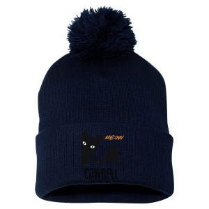 More Cowbell Meow Cowbell Cute Funny Cat Pom Pom 12in Knit Beanie