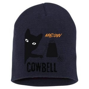 More Cowbell Meow Cowbell Cute Funny Cat Short Acrylic Beanie