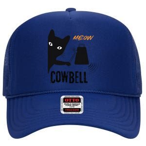 More Cowbell Meow Cowbell Cute Funny Cat High Crown Mesh Back Trucker Hat