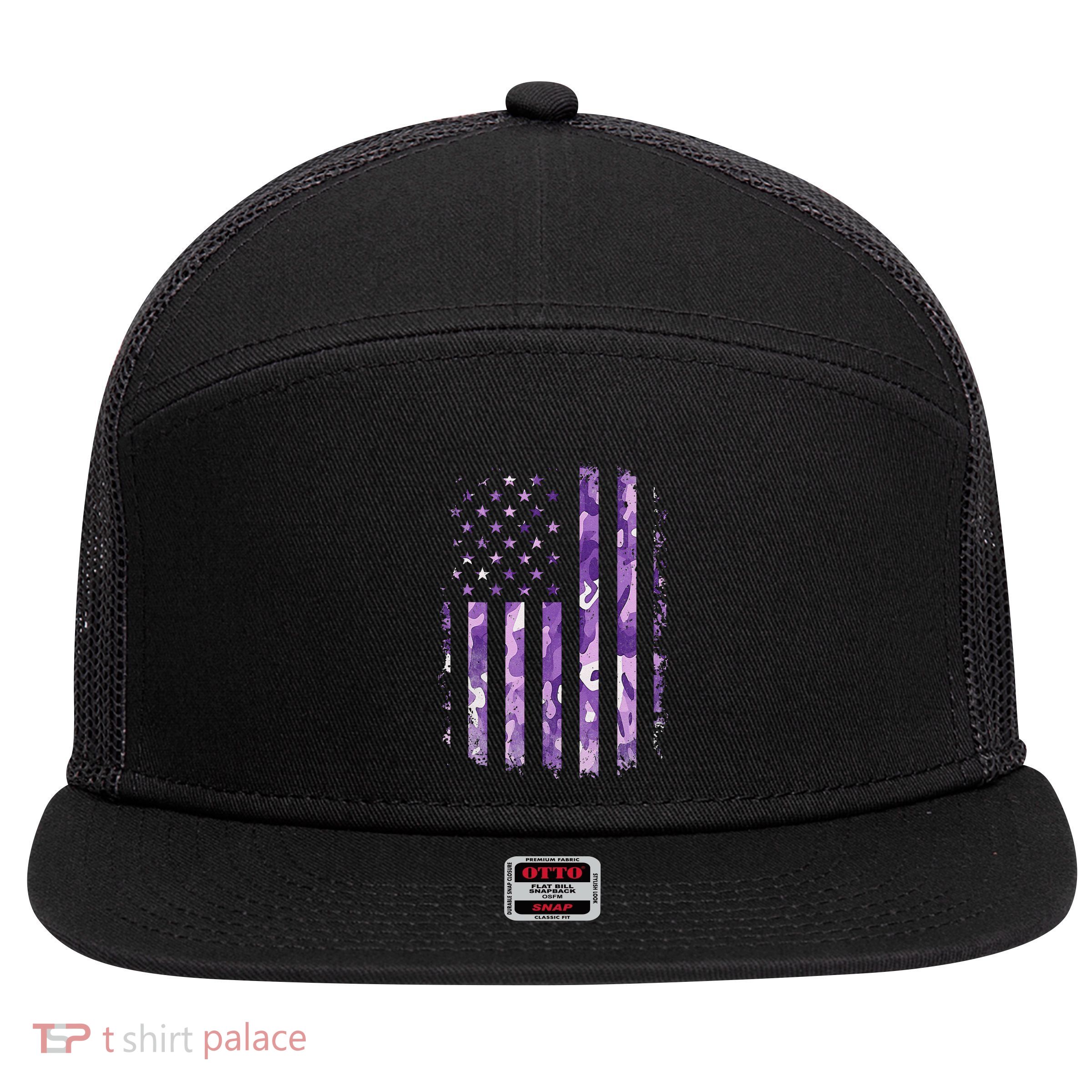 Military Child Month Usa Flag Distressed Military 7 Panel Mesh Trucker Snapback Hat