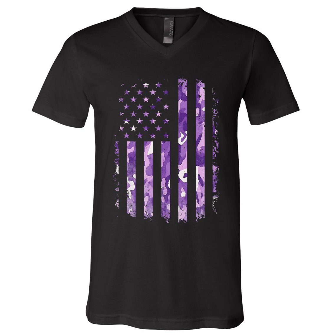 Military Child Month Usa Flag Distressed Military V-Neck T-Shirt