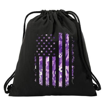Military Child Month Usa Flag Distressed Military Drawstring Bag
