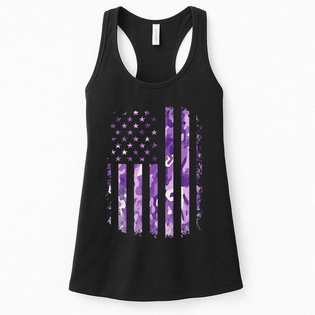 Military Child Month Usa Flag Distressed Military Womens Tank Top