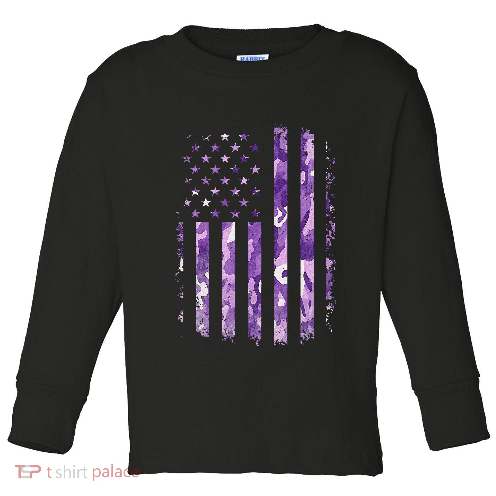 Military Child Month Usa Flag Distressed Military Toddler Long Sleeve Shirt