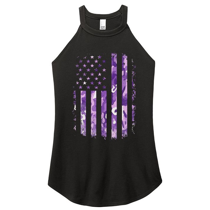 Military Child Month Usa Flag Distressed Military Women's Perfect Tri Rocker Tank