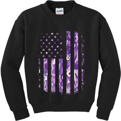Military Child Month Usa Flag Distressed Military Kids Sweatshirt