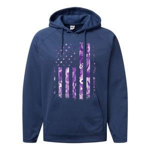 Military Child Month Usa Flag Distressed Military Performance Fleece Hoodie