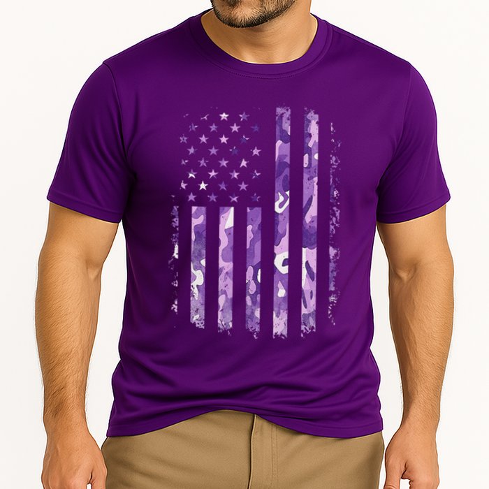 Military Child Month Usa Flag Distressed Military Cooling Performance Crew T-Shirt