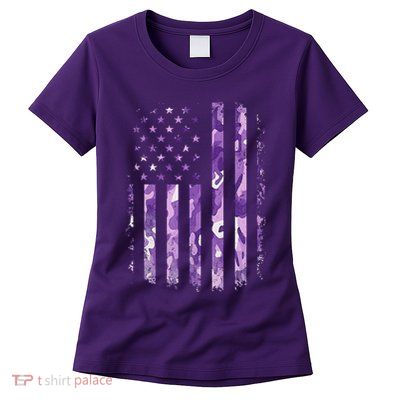Military Child Month Usa Flag Distressed Military Womens T-Shirt