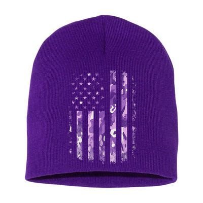 Military Child Month Usa Flag Distressed Military Short Acrylic Beanie