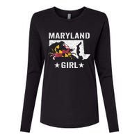 Maryland Crab Maryland Girl Maryland Blue Crab Crabbing Womens Cotton Relaxed Long Sleeve T-Shirt